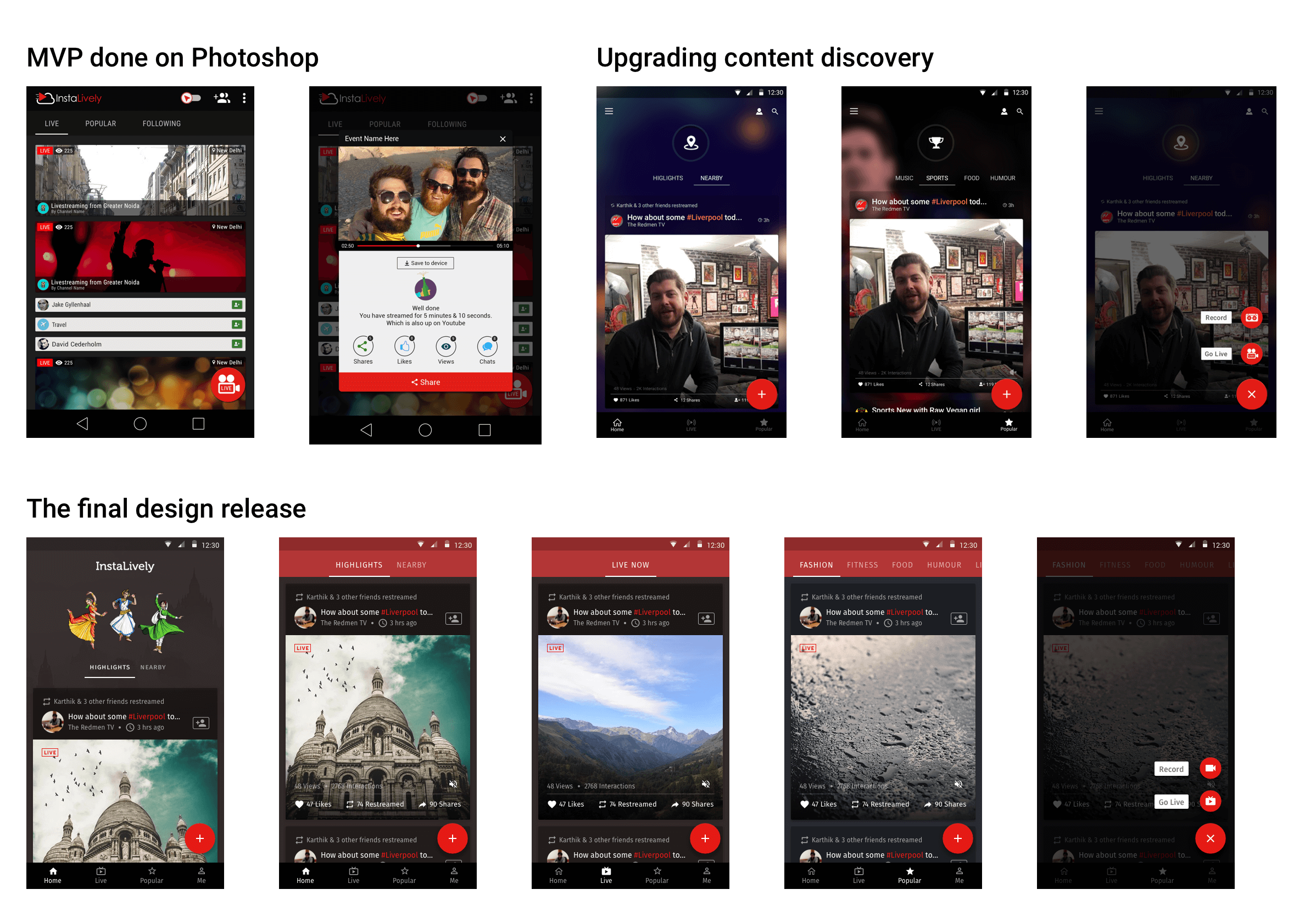Home screen — content discovery