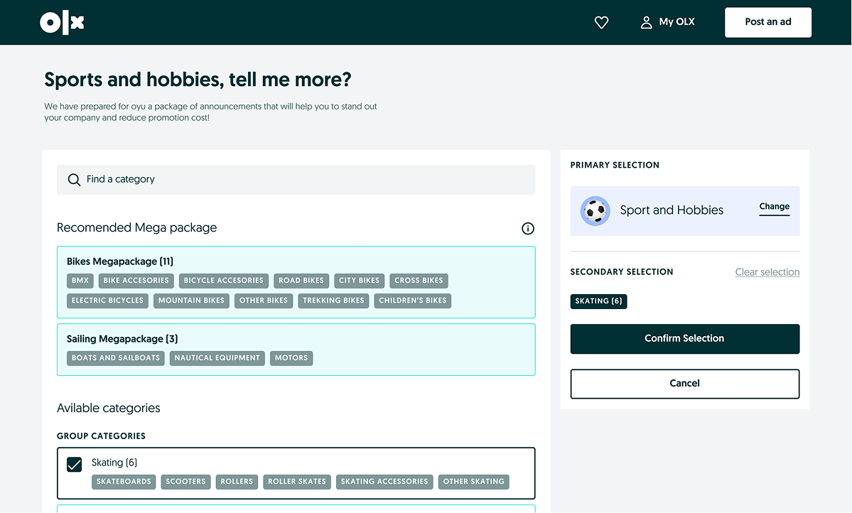 Direction 3 — multi-selection view across category bundles