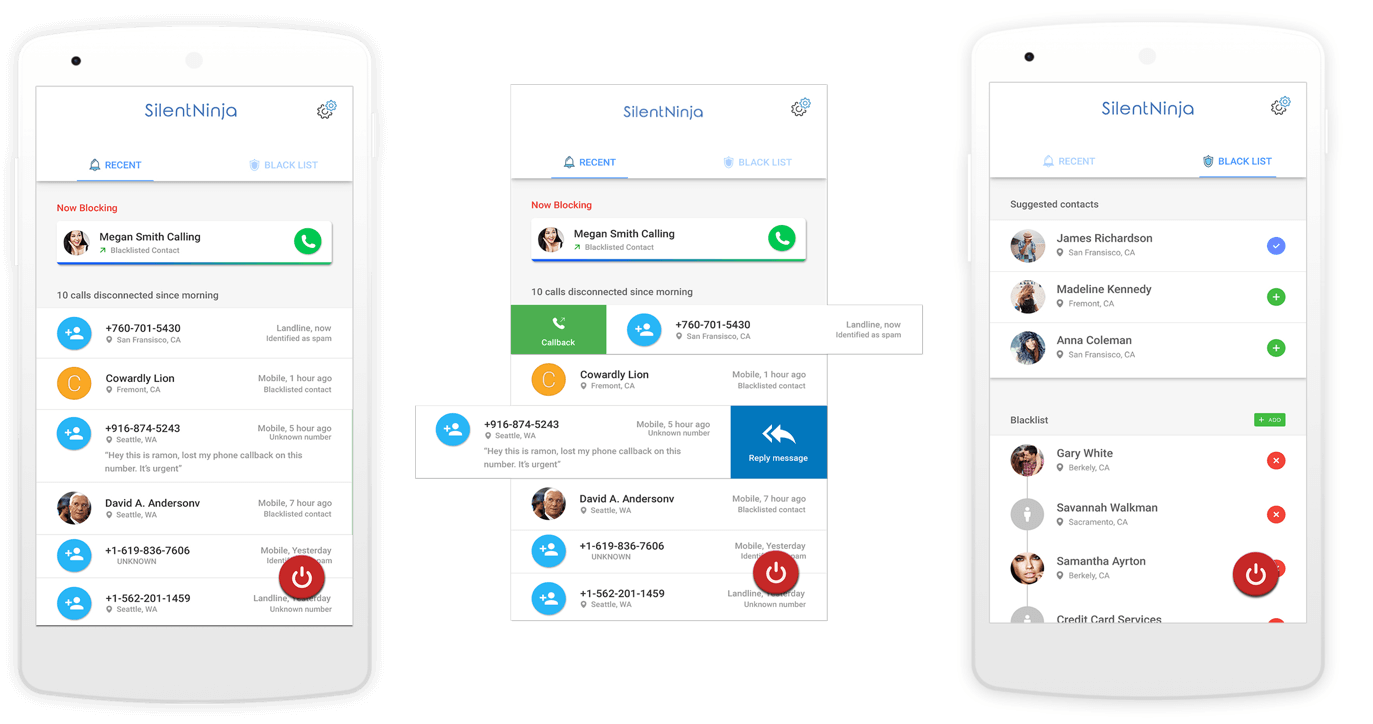 Silent Ninja redesigned key screens — call blocking, filters, and auto-respond