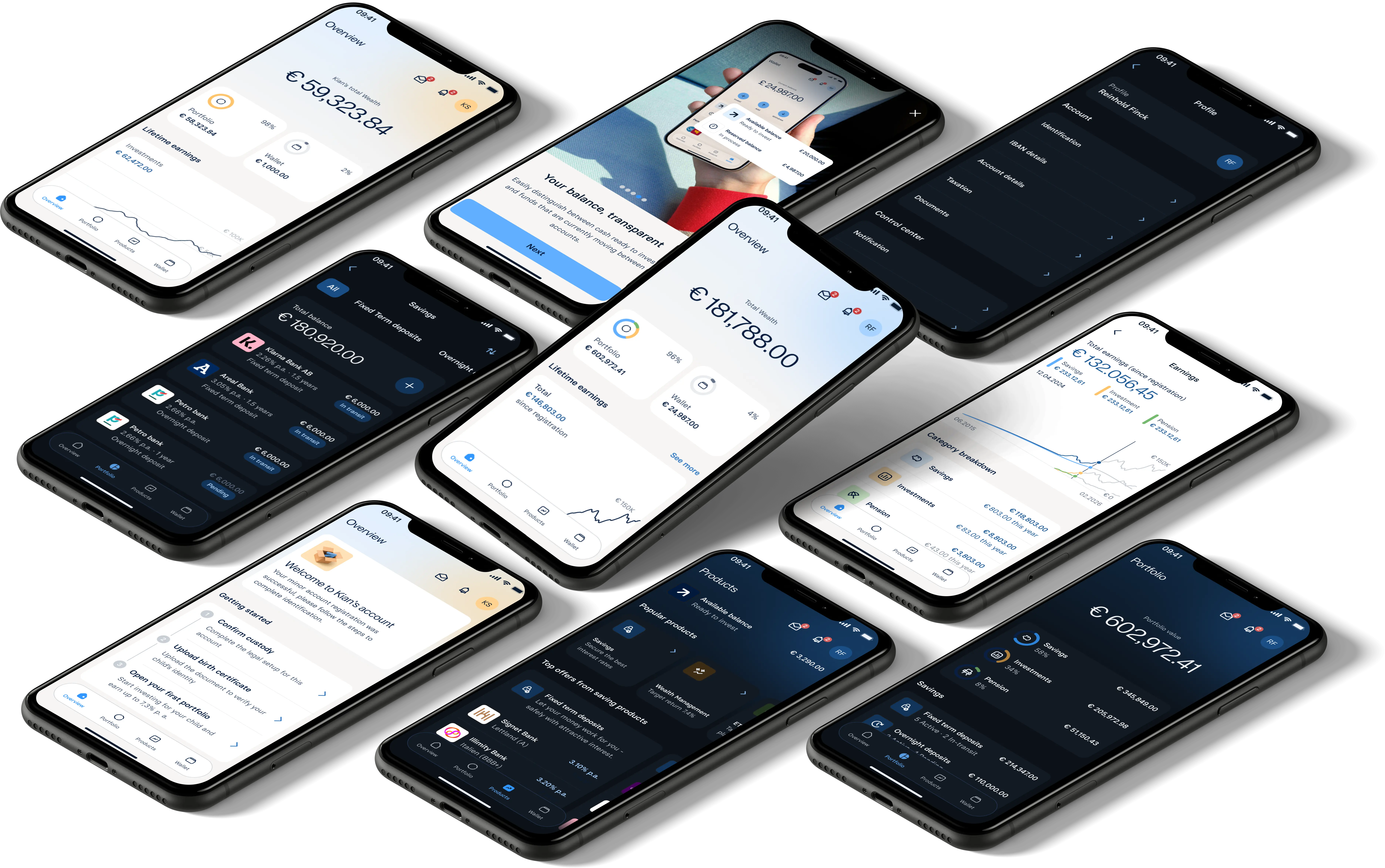 The redesigned mobile dashboard across nine core screens