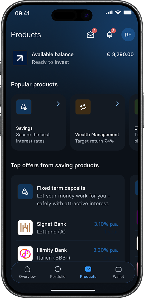Products — dark mode