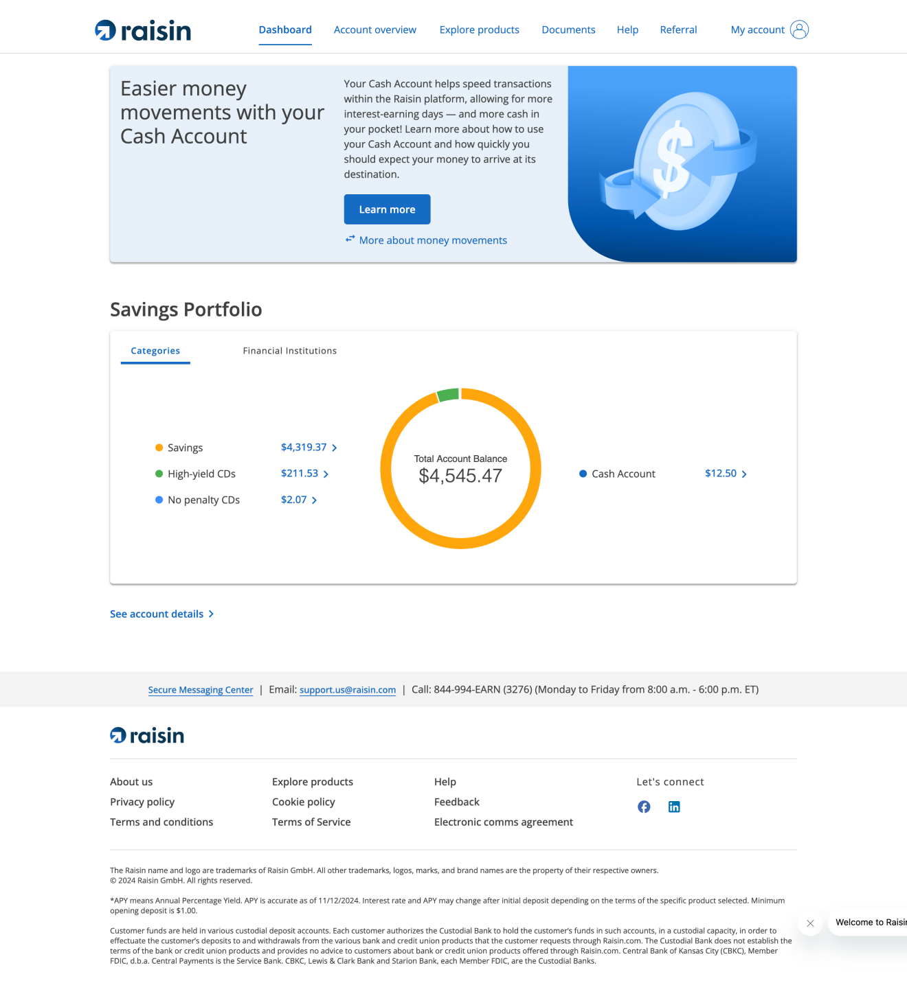 Legacy Weltsparen dashboard — before